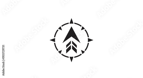 Modern Compass Rose with Upward Arrow Symbolizing Direction and Progress