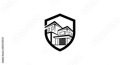 Modern House Shield Logo Design Home Security and Real Estate Protection Concept