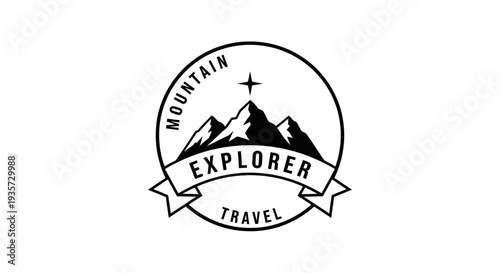 Mountain Explorer Travel Logo Emblem Design for Outdoor Adventure