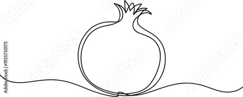 Continuous one Line Drawing of Pomegranate.one line vector illustration with white background