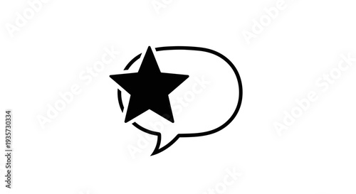 Star in Speech Bubble Icon for Feedback and Rating