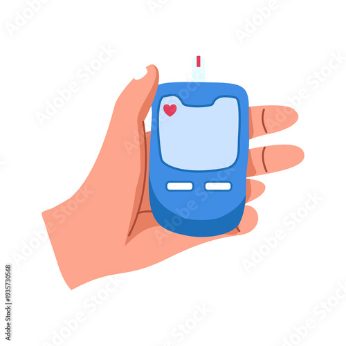 Person holding compact electronic device for health monitoring during self care