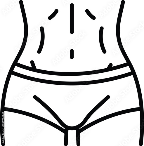 Line drawing of women's underwear and abdomen
