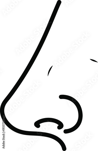 A minimalist line drawing of a nose and part of a face in profile