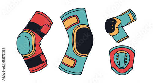 Elbow Pad Line art vector set modern abstract