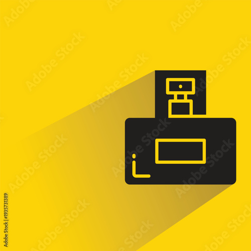 perfume icon with shadow on yellow background
