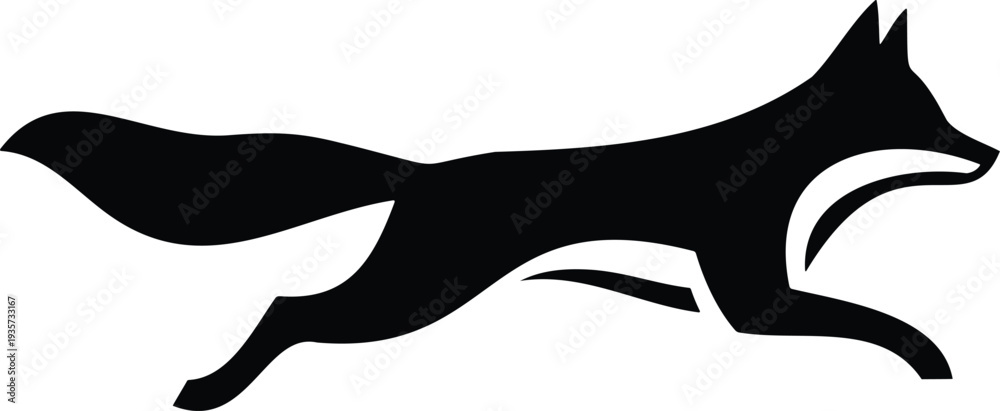 Obraz premium Running fox silhouette stylized dynamic motion isolated vector
