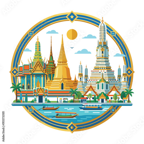 Golden Temples: A vibrant illustration showcasing the majestic temples and intricate architecture of a historical city. This image is a celebration of cultural heritage and architectural grandeur.