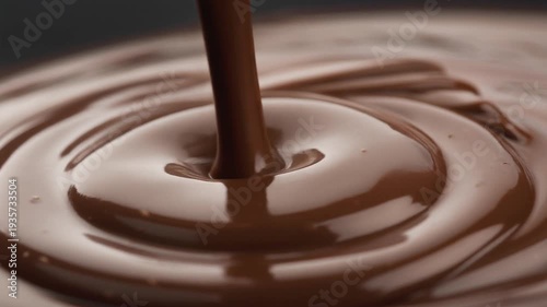 Melting Delicious Rich Brown Chocolate Creating Ripples and Waves