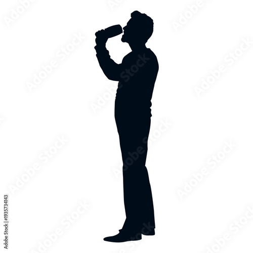 Man drinking silhouette side view