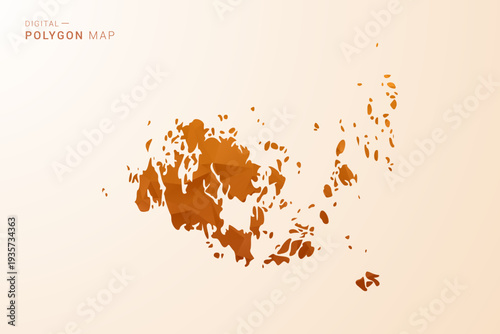 Aland Islands Map - Low Poly Polygon Vector Illustration in Orange Hue, Clean Geometric Style, Isolated on White Background.