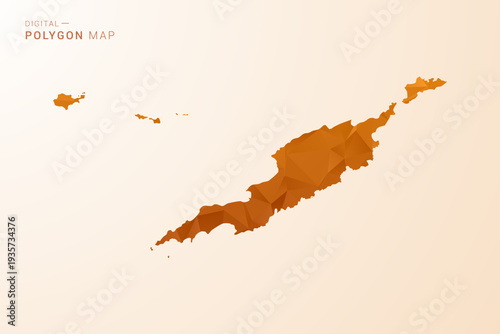 Anguilla Map - Low Poly Polygon Vector Illustration in Orange Hue, Clean Geometric Style, Isolated on White Background.