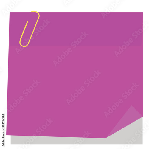 Purple sticky note with paperclip