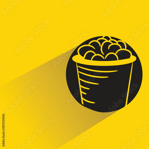 popcorn icon with shadow on yellow background