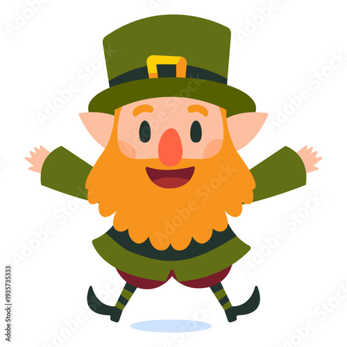 Happy leprechaun jumping cartoon