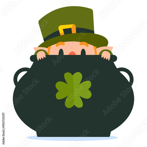 Leprechaun in pot cartoon