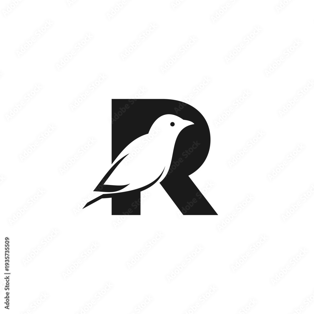 Obraz premium Letter R bird logo design, R bird logo illustration vector. Suitable for your design need, logo, illustration, animation, etc.
