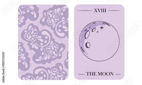 The Moon Tarot Card – Major Arcana XVIII Spiritual Esoteric Vector Design