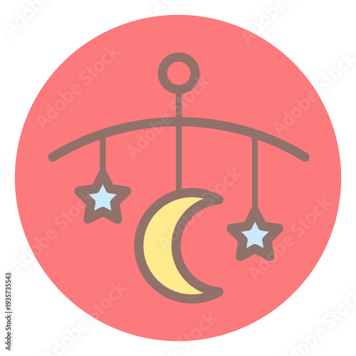 Baby bed bell circle icon