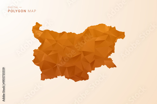 Bulgaria Map - Low Poly Polygon Vector Illustration in Orange Hue, Clean Geometric Style, Isolated on White Background.
