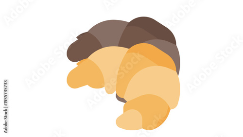 Flat Vector Illustration of Classic and Chocolate Croissants Isolated on White Background