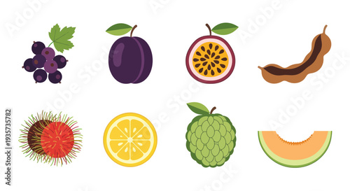 Assortment of colorful tropical fruits
