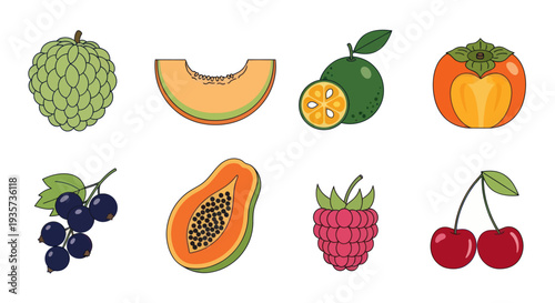 Assortment of fresh fruits isolated on white