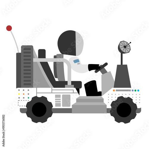 Astronaut driving lunar rover icon