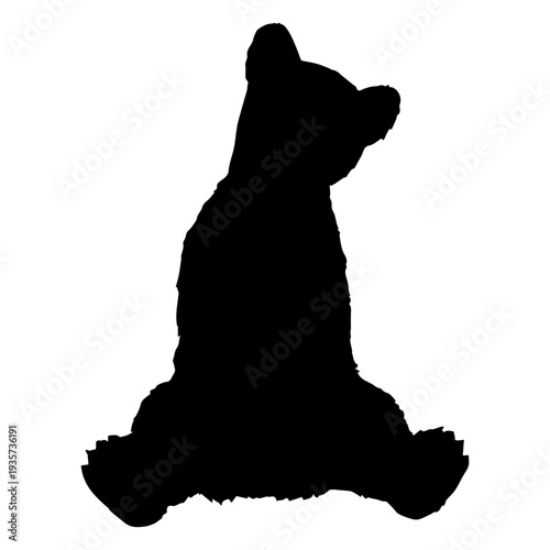 Bear cub sitting silhouette