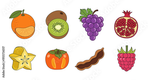 Assortment of freshly cut colorful fruits