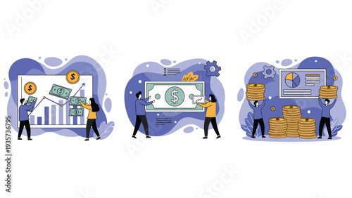 Financial experts managing company wealth through detailed market analysis charts and physical gold coin savings for long term investment growth.