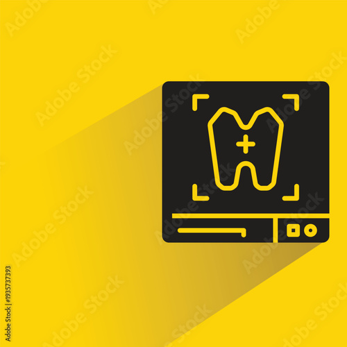 dental scan icon with shadow on yellow background