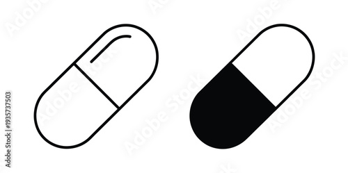 Capsule Icon Thin Line Vector Illustration Premium Medical Symbol