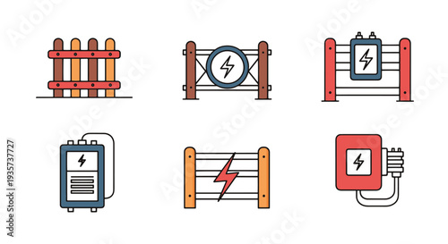 Electric fence Line art vector abstract bold color illustration