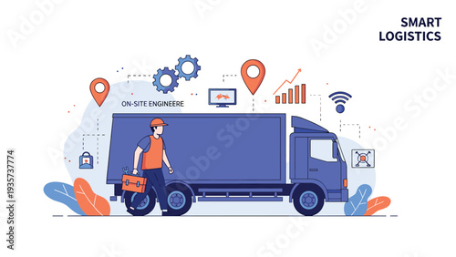 Modern smart logistics solutions featuring on-site engineering and automated delivery systems for efficient transport and tracking.