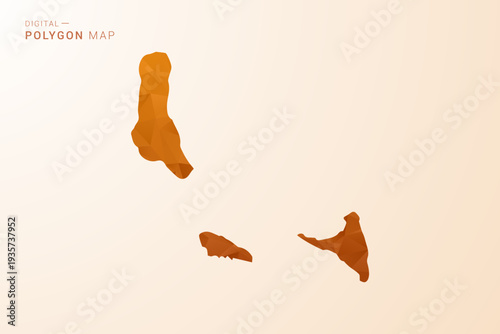 Comoros Map - Low Poly Polygon Vector Illustration in Orange Hue, Clean Geometric Style, Isolated on White Background.