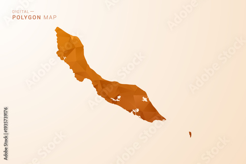curacao Map - Low Poly Polygon Vector Illustration in Orange Hue, Clean Geometric Style, Isolated on White Background.