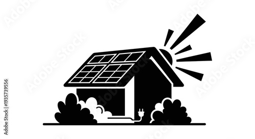 House with Solar Panels Generating Renewable Energy.