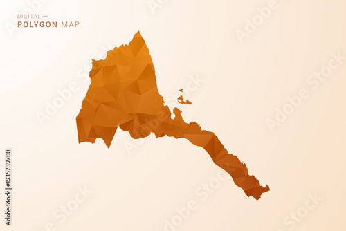 Eritrea Map - Low Poly Polygon Vector Illustration in Orange Hue, Clean Geometric Style, Isolated on White Background.