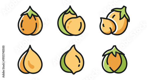 Chickpea Line art vector set minimal dynamic tone