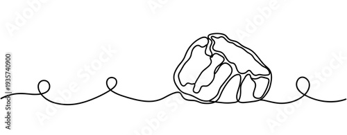 Croissant resting on continuous line decorative background. none editable strokes