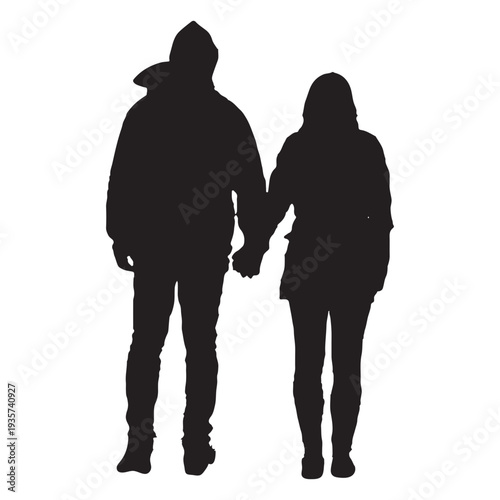 Couple in jacket silhouette