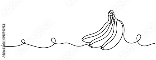 Bunch of bananas resting together on continuous line. none editable strokes