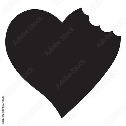 Heart with bite silhouette