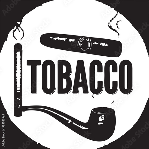 Black and white tobacco pipe illustration