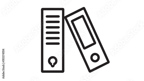 Minimalist Vector Icon of Two Professional Office Ring Binders Representing Organized Document Management and Archiving