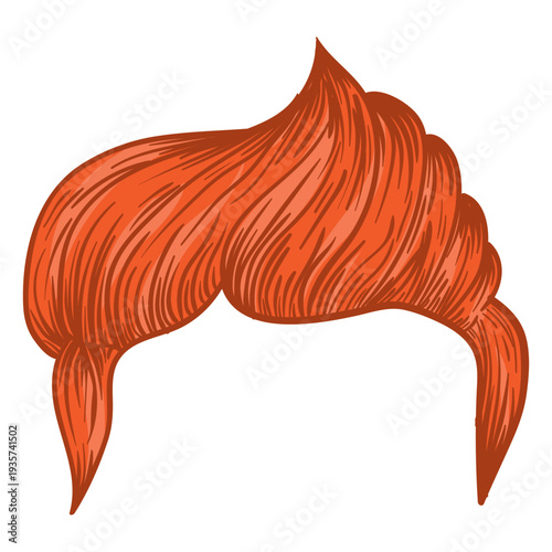 Side part men hair illustration