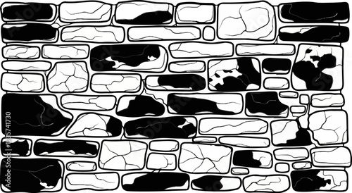 Textured illustration of irregular, rough-hewn stones, in a wall pattern