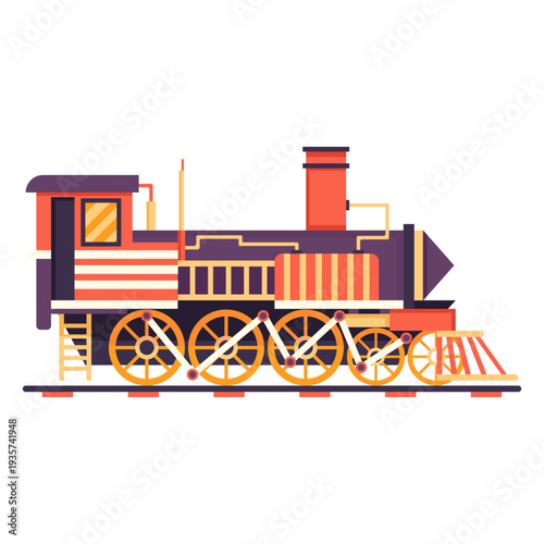 Steam locomotive retro pilot illustration