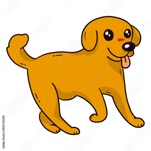 Cute dog puppy ear tail tongue flat